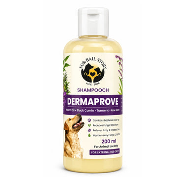 Fur-Bail Story Dermaprove Shampooch for Dogs | Neem Oil, Black Cumin, Turmeric & Aloe Vera | Anti-Itch & Skin Care Shampoo | 200ml
