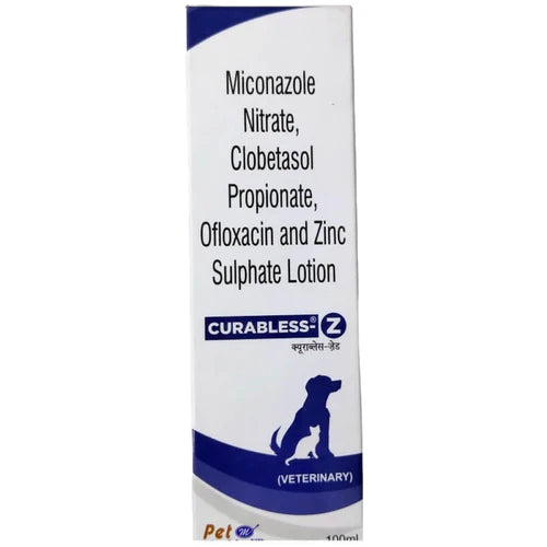 Curabless-Z Lotion for Dogs | Miconazole, Clobetasol, Ofloxacin & Zinc Sulphate Veterinary Skin Lotion