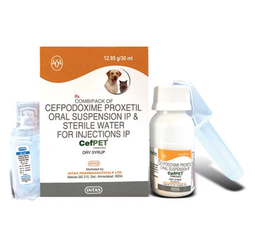 Intas CefPet Dry Syrup for Dogs & Cats | Cefpodoxime Proxetil Oral Suspension | Veterinary Antibiotic | 30ml