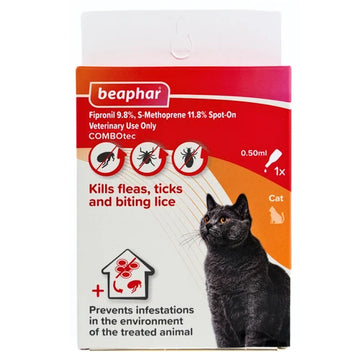 Beaphar COMBOtec Spot-On for Cats 0.50ml | Flea, Tick & Biting Lice Treatment | Fipronil + S-Methoprene