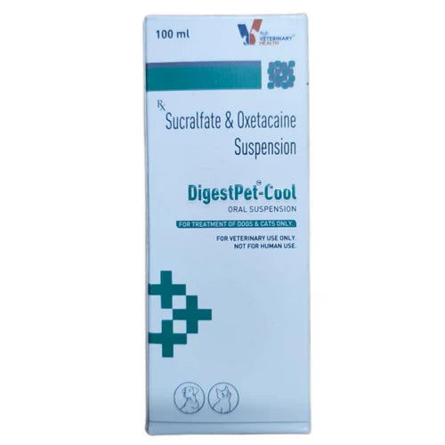 DigestPet-Cool Oral Suspension for Dogs & Cats | Sucralfate & Oxetacaine Veterinary Digestive Support | 100 ml