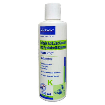 Sebolytic K Medicated Shampoo for Dogs, Cats & Horses | Salicylic Acid, Zinc Gluconate & Pyridoxine HCl Shampoo