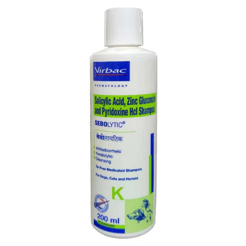 Sebolytic K Medicated Shampoo for Dogs, Cats & Horses | Salicylic Acid, Zinc Gluconate & Pyridoxine HCl Shampoo