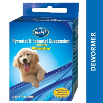 Venky's Wormstop Puppy Dewormer Suspension for Dogs | Pyrantel & Febantel Oral Suspension | Puppy Deworming Syrup | 15ml