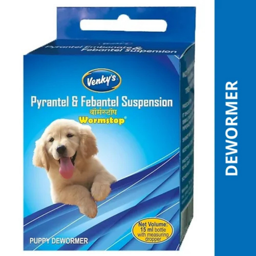 Venky's Wormstop Puppy Dewormer Suspension for Dogs | Pyrantel & Febantel Oral Suspension | Puppy Deworming Syrup | 15ml